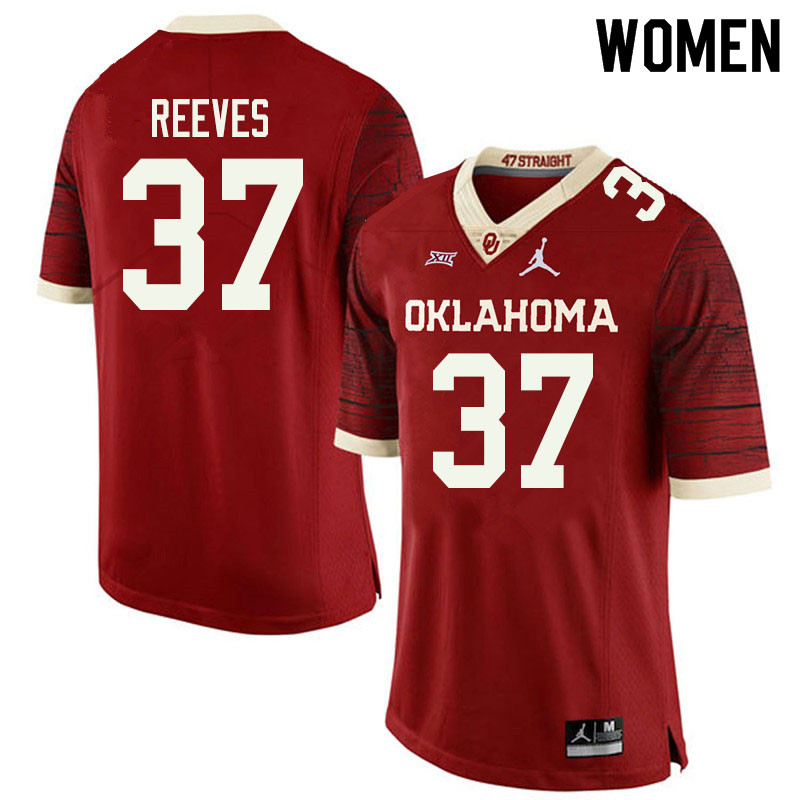 Jordan Brand Women #37 Easton Reeves Oklahoma Sooners College Football Jerseys Sale-Retro